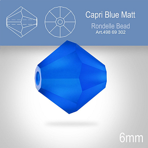 PRECIOSA Bicone MC BEAD (sluníčko) velikost 6mm. Barva CAPRI BLUE  Matt. Balení 21ks .