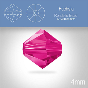 PRECIOSA Bicone MC BEAD (sluníčko) velikost 4mm. Barva FUCHSIA. Balení 30ks .
