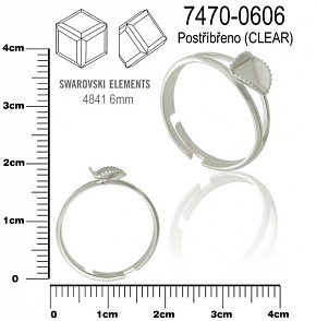 Prsten na komponenty SWAROVSKI 4841 6mm. Ozn.7470-0606. Barva stříbrná.