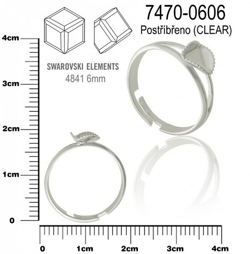 Prsten na komponenty SWAROVSKI 4841 6mm. Ozn.7470-0606. Barva stříbrná.