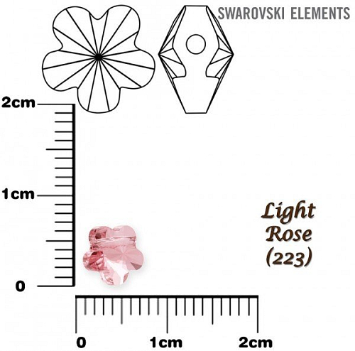 SWAROVSKI KORÁLKY Flower Bead barva LIGHT ROSE velikost 6mm. Balení 4Ks.