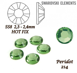 SWAROVSKI xilion rose HOT-FIX velikost SS8 barva PERIDOT 