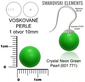 SWAROVSKI 5818 Voskované Perle 1otvor barva CRYSTAL NEON GREEN PEARL velikost 10mm. 