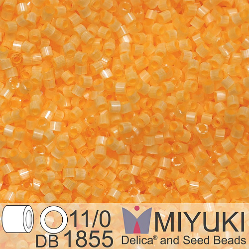 Korálky Miyuki Delica 11/0. Barva Silk Inside Dyed Sun Glow DB1855. Balení 5g.