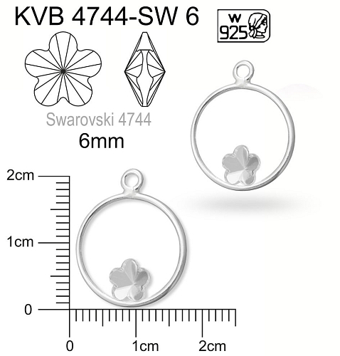 KRUH s LŮŽKEM 1 očko na 4744 Swarovski 6mm. Ozn-KVB 4744 SW6. Materiál STŘÍBRO AG925.váha 0,71g.