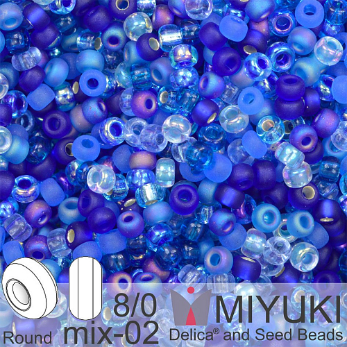 Korálky Miyuki Round 8/0. Barva MIX 02 Blueberry Pie. Balení 5g