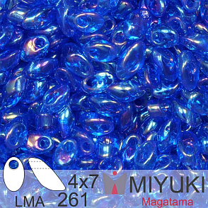 Korálky MIYUKI tvar Long MAGATAMA velikost 4x7mm. Barva LMA-261 Transparent Sapphire AB. Balení 5g.