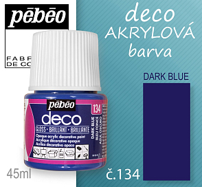 Barva AKRYLOVÁ lesk Pébeo DECO. Odstín č.134 DARK BLUE. Balení 45 ml.