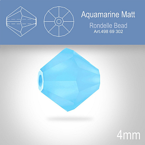 PRECIOSA Bicone MC BEAD (sluníčko) velikost 4mm. Barva AQUAMARINE Matt. Balení 30ks .