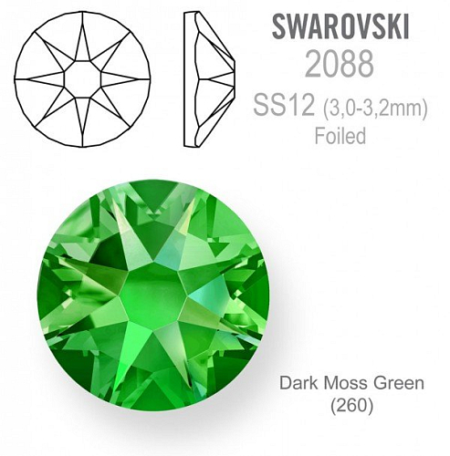 SWAROVSKI 2088 XIRIUS FOILED velikost SS12 barva Dark Moss Green 