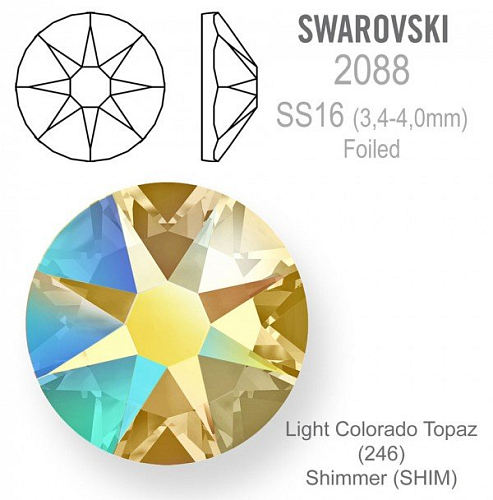 SWAROVSKI 2088 XIRIUS FOILED velikost SS16 barva Light Colorado Topaz Shimmer 