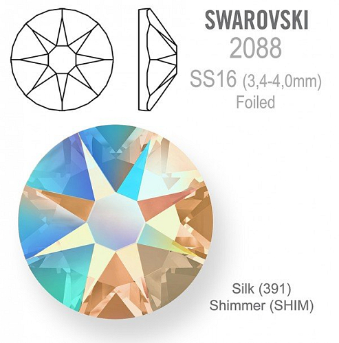 SWAROVSKI 2088 XIRIUS FOILED velikost SS16 barva Silk Shimmer 