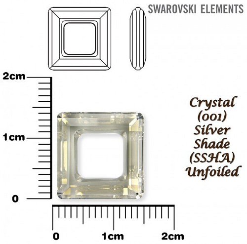 SWAROVSKI ELEMENTS Square Ring barva CRYSTAL (001) SILVER SHADE (SSHA) velikost 14x14mm.