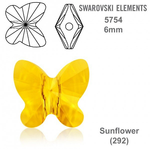 SWAROVSKI KORÁLKY Butterfly Bead barva SUNFLOWER velikost 6mm. Balení 4Ks.
