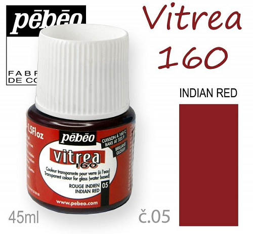 Barva na sklo VITREA 160- vypalovací č.05 Indiánská ČERVENÁ objem 45ml.