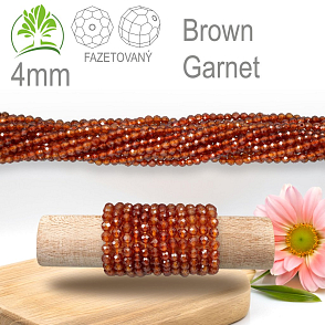 Korálky z minerálů Brown Garnet Fazetovaný přírodní polodrahokam. Velikost pr.4mm. Balení 95Ks.