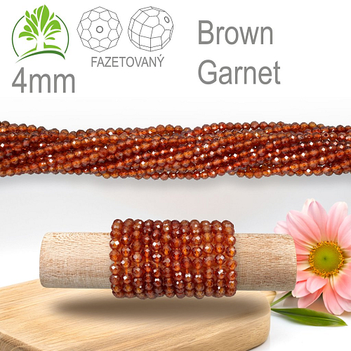 Korálky z minerálů Brown Garnet Fazetovaný přírodní polodrahokam. Velikost pr.4mm. Balení 95Ks.