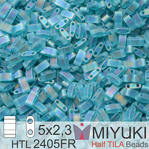 Korálky Miyuki Half Tila. Barva Matte Transparent Teal AB HTL 2405FR. Balení 3g.