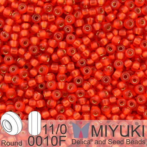 Korálky Miyuki Round 11/0. Barva 0010F Matte S/L Flame Red . Balení 5g. 