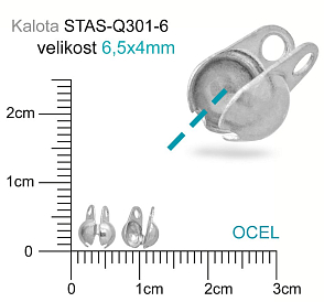 Kalota OCEL ozn.-STAS-Q301-6. velikost 6,5x4mm.