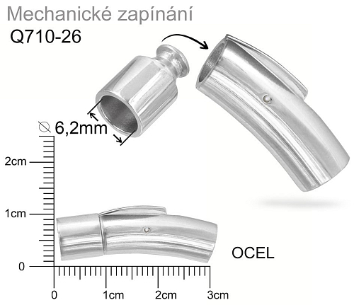 Mechanické zapínání CHIRURGICKÁ OCEL ozn.-STAS-Q710-26. velikost pr.8x30mm