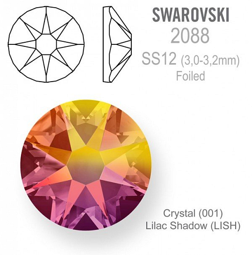 SWAROVSKI 2088 XIRIUS FOILED velikost SS12 barva Crystal Lilac Shadow 