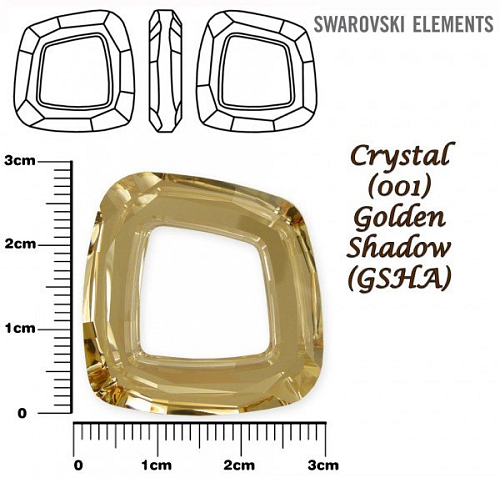 SWAROVSKI ELEMENTS Cosmic Square Ring 4437 barva CRYSTAL (001) GOLDEN SHADOW (GSHA) Unfoiled velikost 30mm.