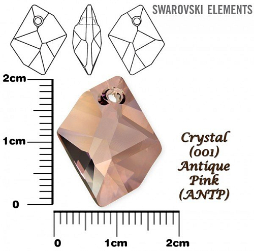 SWAROVSKI 6680 COSMIC Pendant barva CRYSTAL ANTIQUE PINK velikost 20mm.