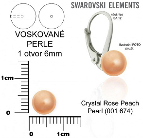 SWAROVSKI 5818 Voskované Perle 1otvor barva CRYSTAL ROSE PEACH PEARL velikost 6mm.