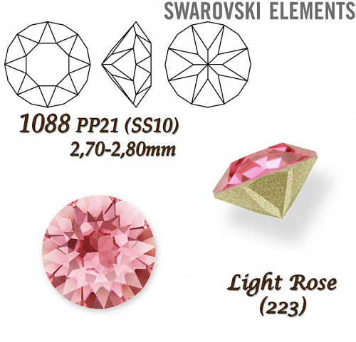 SWAROVSKI ELEMENTS 1088 XIRIUS Chaton PP21 (SS10)  2,70-2,80mm barva LIGHT ROSE (223). 