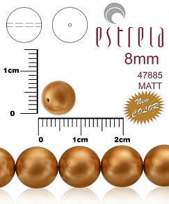VOSKOVANÉ korále tvar kulatý. Velikost 8mm. Barva 47885 MATT (matná měděná). Balení 15ks na návleku. 