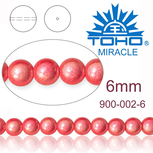 MIRACLE beads original Japan. Velikost 6mm. Barva 002 PINK.