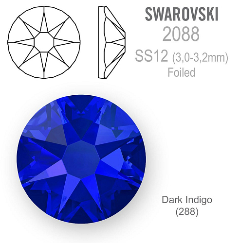 SWAROVSKI E2088 XIRIUS FOILED velikost SS12 barva DARK INDIGO 