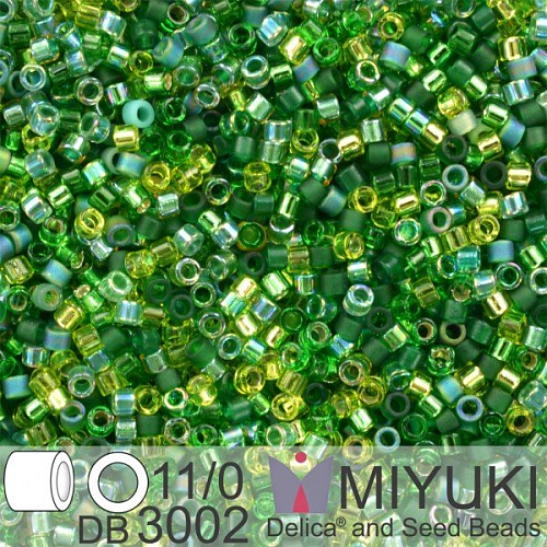 Korálky Miyuki Delica 11/0. Barva Ever Green Mix DB3002. Balení 5g.