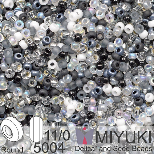 Korálky Miyuki Round 11/0. Barva Salt and Pepper Mix 5004. Balení 5g.