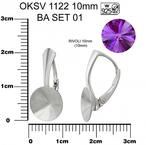 MECHANICKÁ NÁUŠNICE na rivoli ozn. OKSV 1122 10mm BA SET 01. Materiál STŘÍBRO AG925.váha 1,00g.