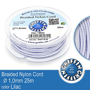 Braided NYLON (splétaná nit na náramky) GRIFFIN síla nitě 1mm cívka 25m. Barva Lilac