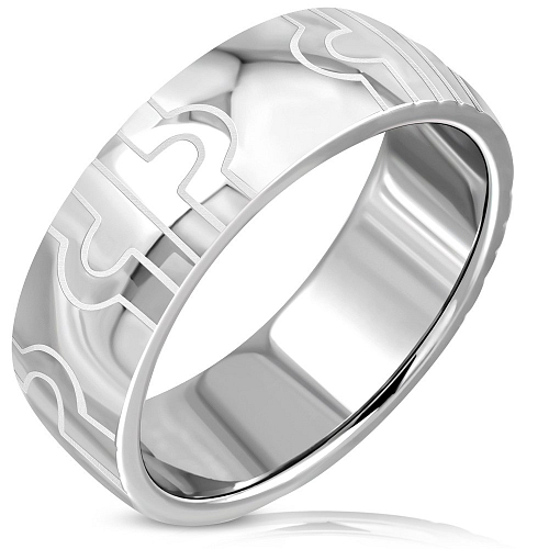 Prsten z ocele RWI 038 s jemným zdobením po celém obvodě o velikosti 9