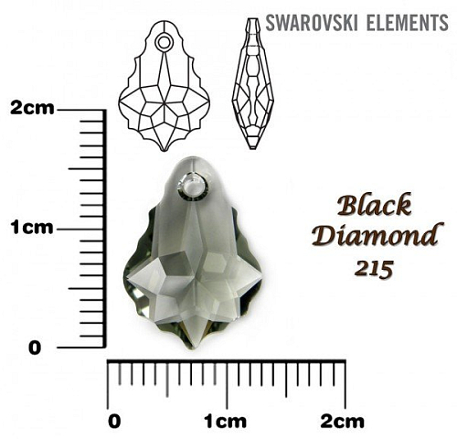 SWAROVSKI Baroque Pendant barva BLACK DIAMOND velikost 16x11mm.