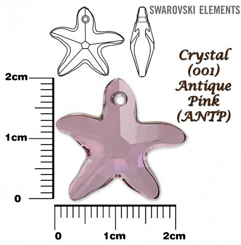 SWAROVSKI Starfish Pendant barva CRYSTAL ANTIQUE PINK velikost 20mm.