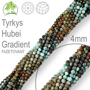 Korálky z minerálů Tyrkys Hubei Gradient Fazetovaný přírodní polodrahokam. Velikost pr.4,0mm. Balení 95Ks.