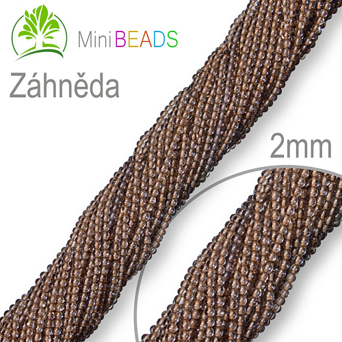 Korálky Mini BEADS z minerálů Záhněda  přírodní polodrahokam. Velikost pr.2mm. Balení 190Ks.