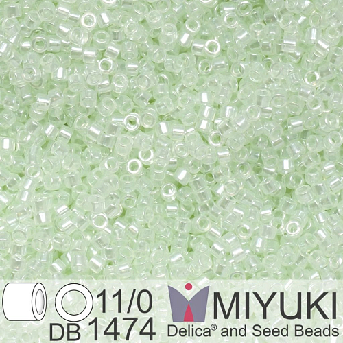 Korálky Miyuki Delica 11/0. Barva Transparent Pale Green Mist Luster DB1474 Balení 5g