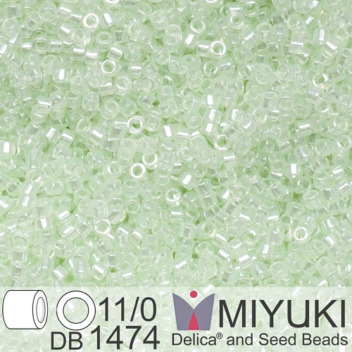 Korálky Miyuki Delica 11/0. Barva Transparent Pale Green Mist Luster DB1474 Balení 5g
