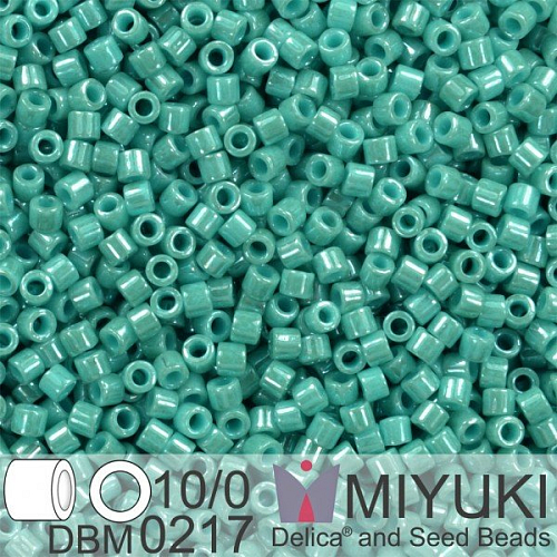 Korálky Miyuki Delica 10/0. Barva Op Turquoise Green Luster DBM0217. Balení 5g.