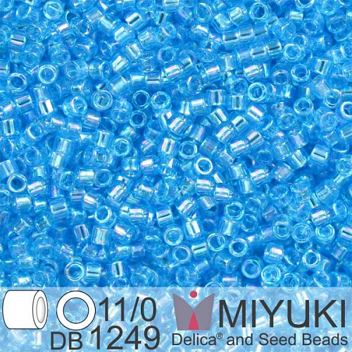 Korálky Miyuki Delica 11/0. Barva Tr Ocean Blue AB DB1249. Balení 5g