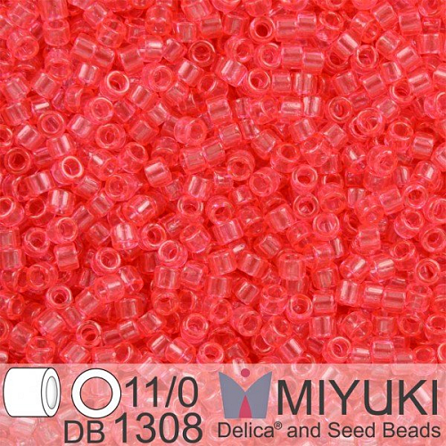 Korálky Miyuki Delica 11/0. Barva Dyed Tr Bubble Gum Pink DB1308. Balení 5g.