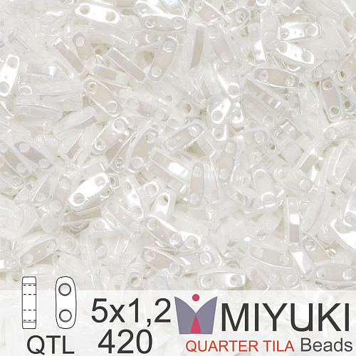 Korálky Miyuki QuarterTila. Barva White Pearl Ceylon QTL 420 Balení 3g