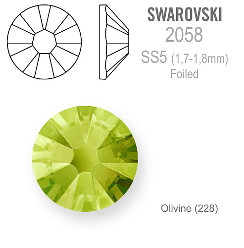 SWAROVSKI 2058 XILION FOILED velikost SS5 barva OLIVINE