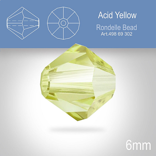 PRECIOSA Bicone MC BEAD (sluníčko) velikost 6mm. Barva ACID YELLOW . Balení 18ks .